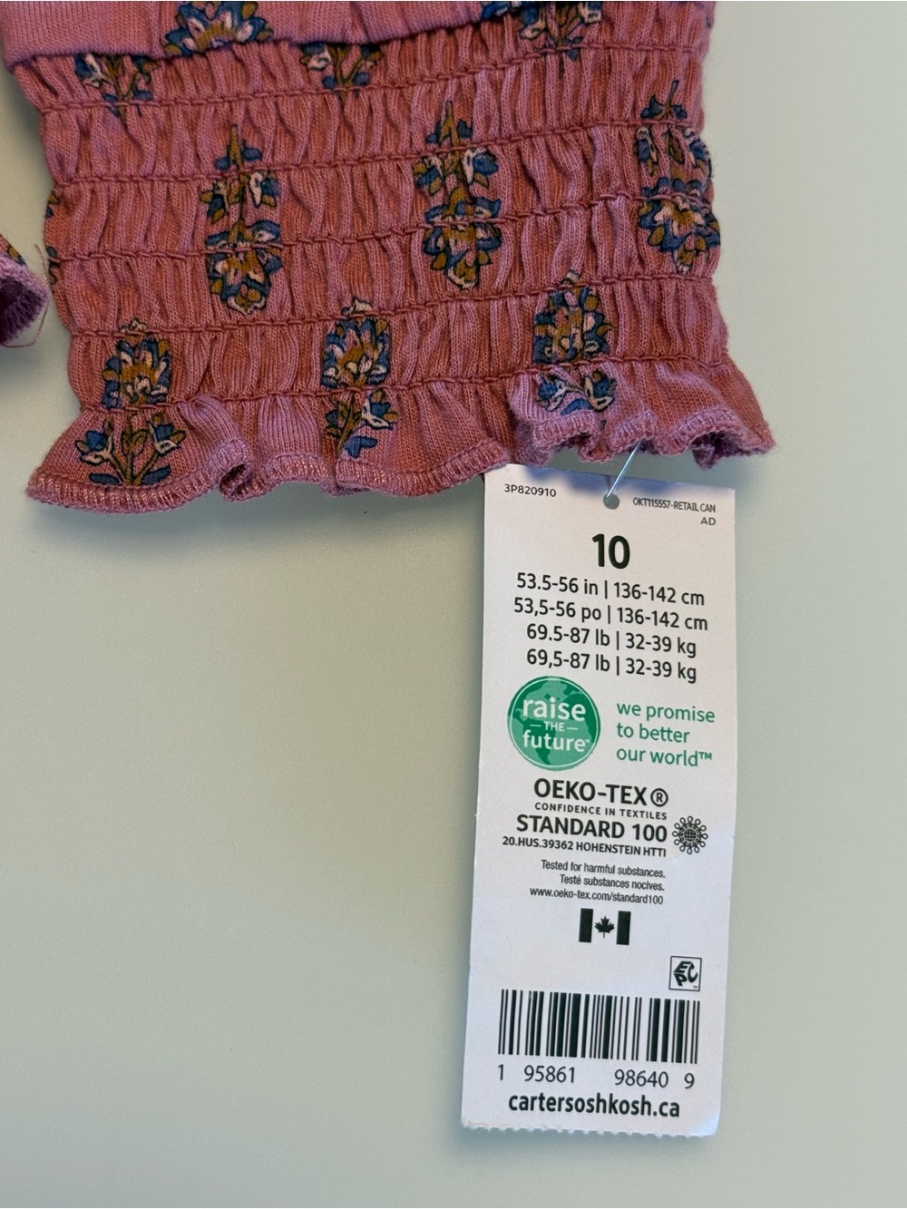 OshKosh B’gosh Girls Pink Floral Smocked Long Sleeve Top Size 10 NWT - Picture 6 of 8